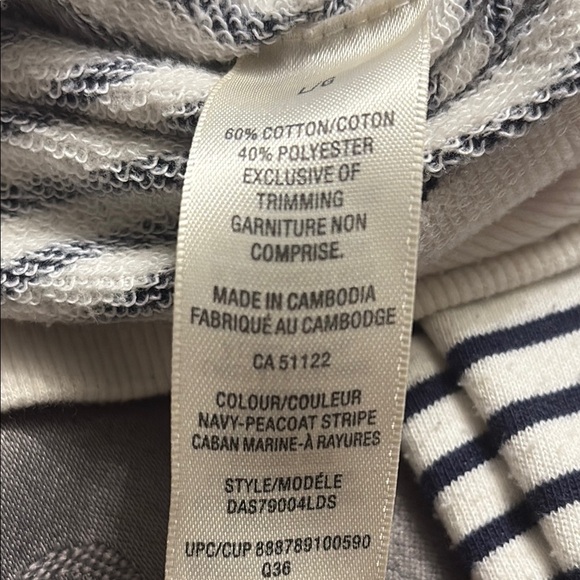 Danskin Striped Zip-Up Hoodie, size large navy and white - Picture 7 of 8